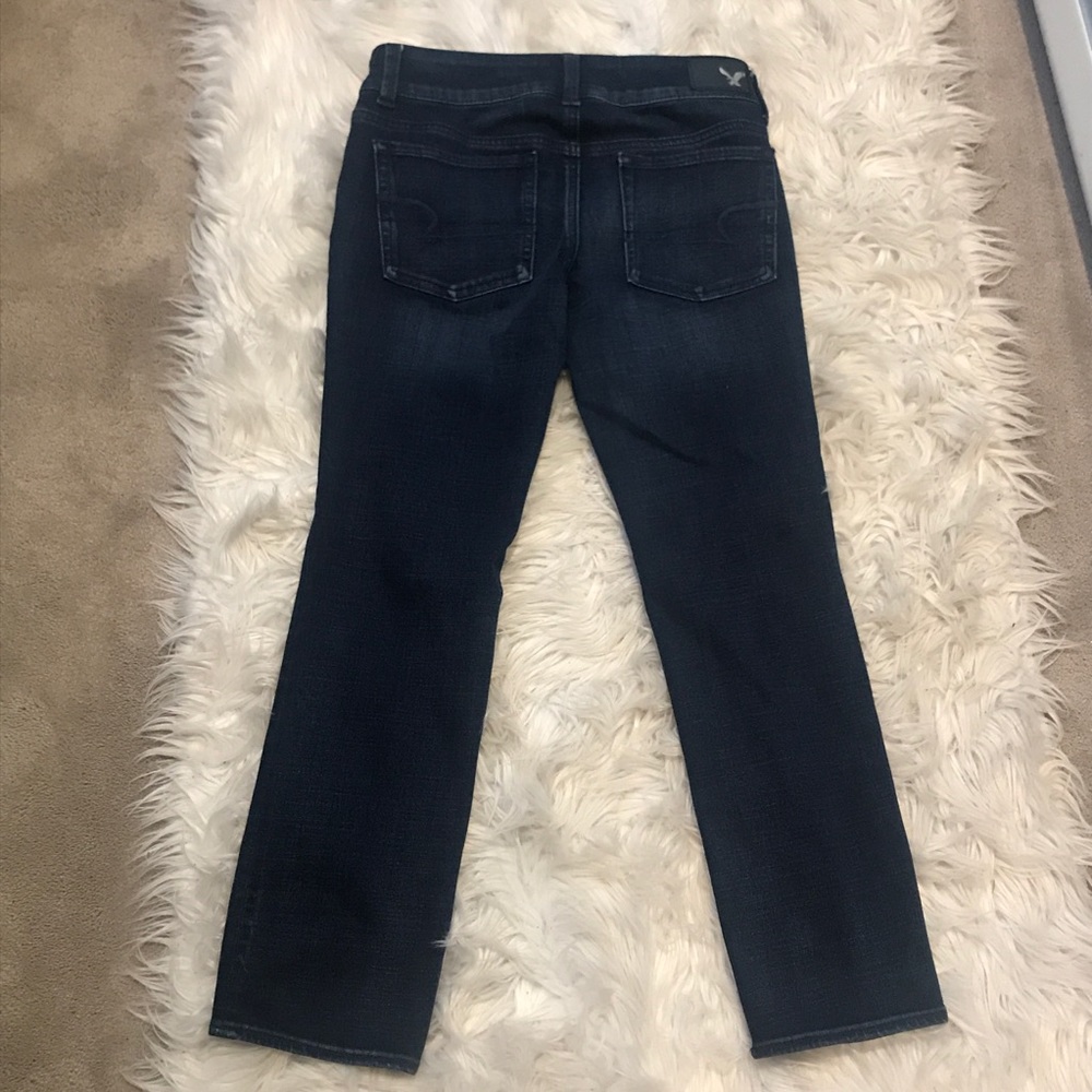 American Eagle Artist Crop Ripped Jeans Dark Wash - Picture 4 of 8